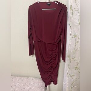 Elegant Burgundy Long Sleeve Dress